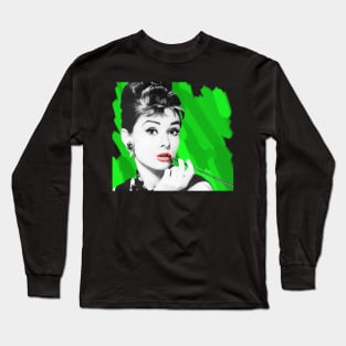 Audrey Hepburn 'Green' Long Sleeve T-Shirt